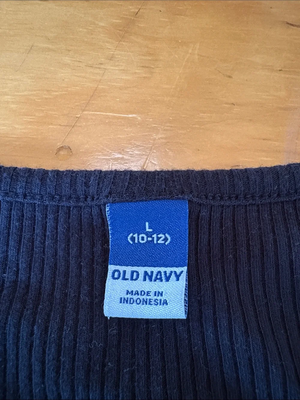Old Navy Girls' Black Ribbed Long Sleeve Henley Top